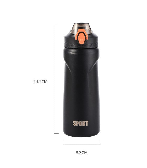 Black Stainless Steel Insulated Sports Bottle - S24 - BT0005R