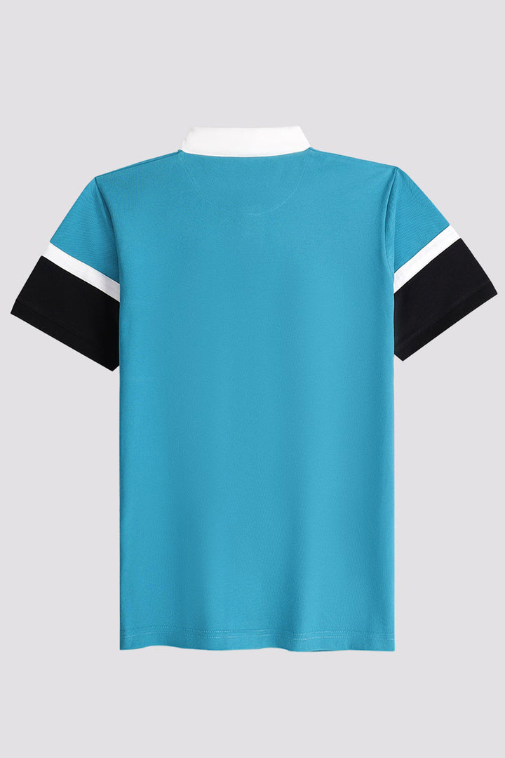 Teal Rugby Collar Cut & Sew Polo Shirt  (Plus Size) - S24 - MP0275P