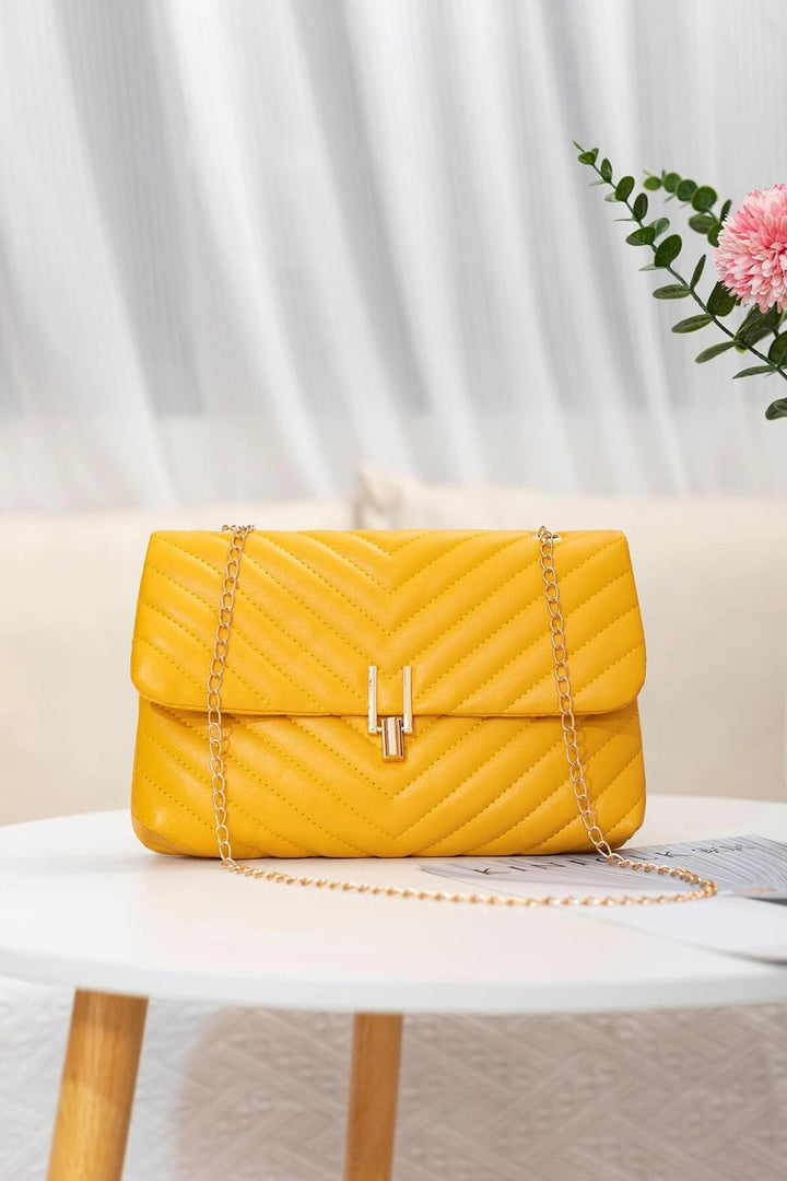 Yellow leather Metallic Bag - A23 - WHB0053