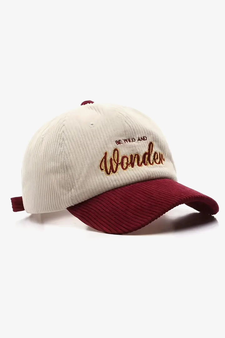 Burgundy Wonder Embroidered Corduroy Cap - S24 - MCP138R