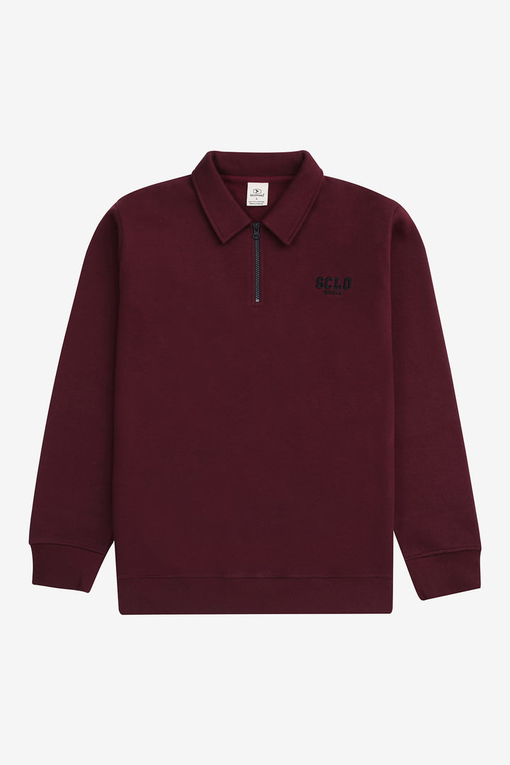 Burgundy Quarter Zip Sweatshirt - S24 - MSW097R