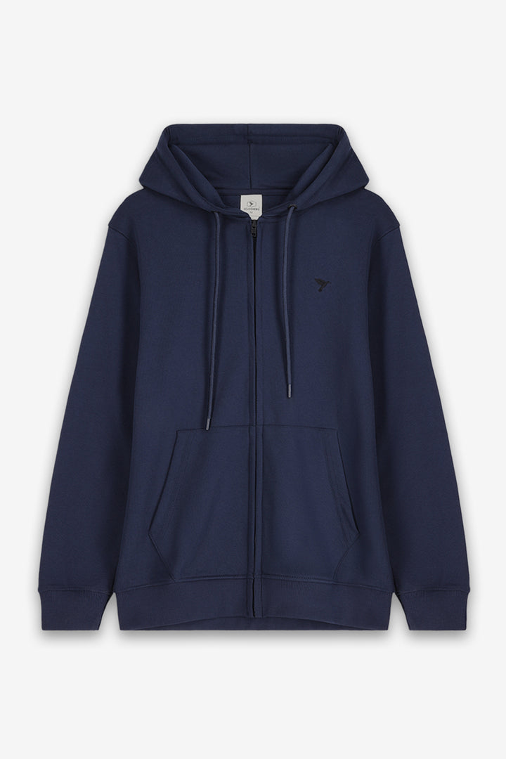 Navy Embroidered Zipper Hoodie - S24 - MH0093R