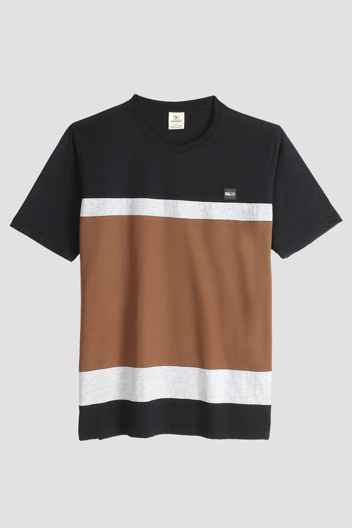 Black & Brown Colorblock T-Shirt - S24 - MT0347R