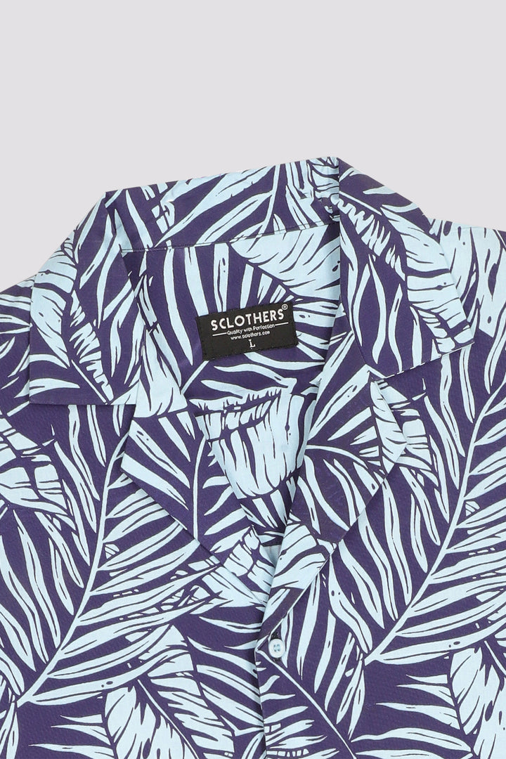 Blue Tropical Printed Resort Collar Shirt - S24 - MS0083R