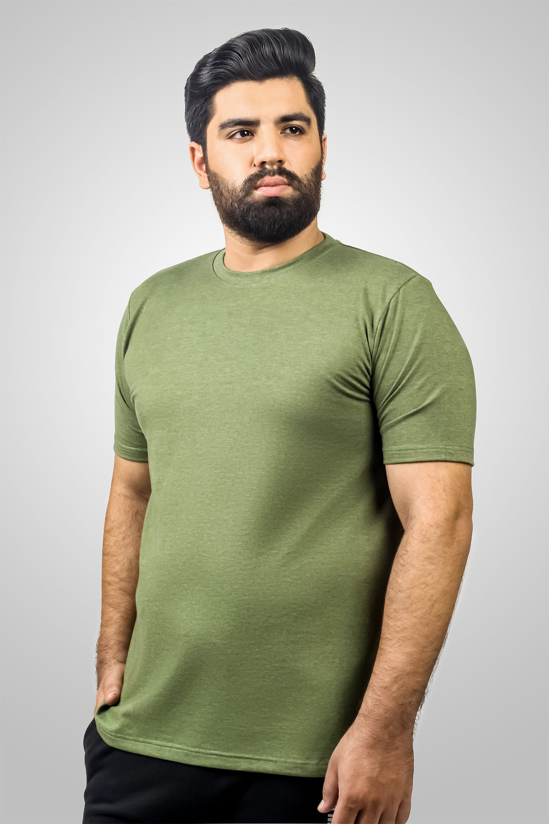 Basic Green Melange T-Shirt (Plus size) - S24 - MT0354P