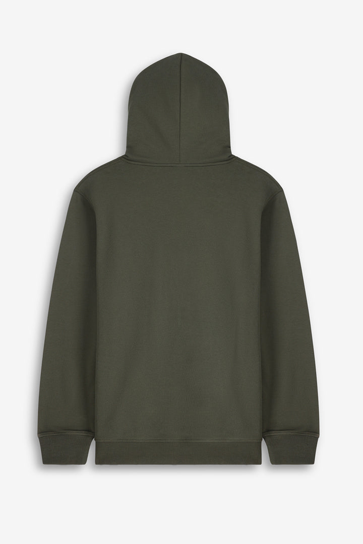 Army Green Embroidered Zipper Hoodie - S24 - MH0094R