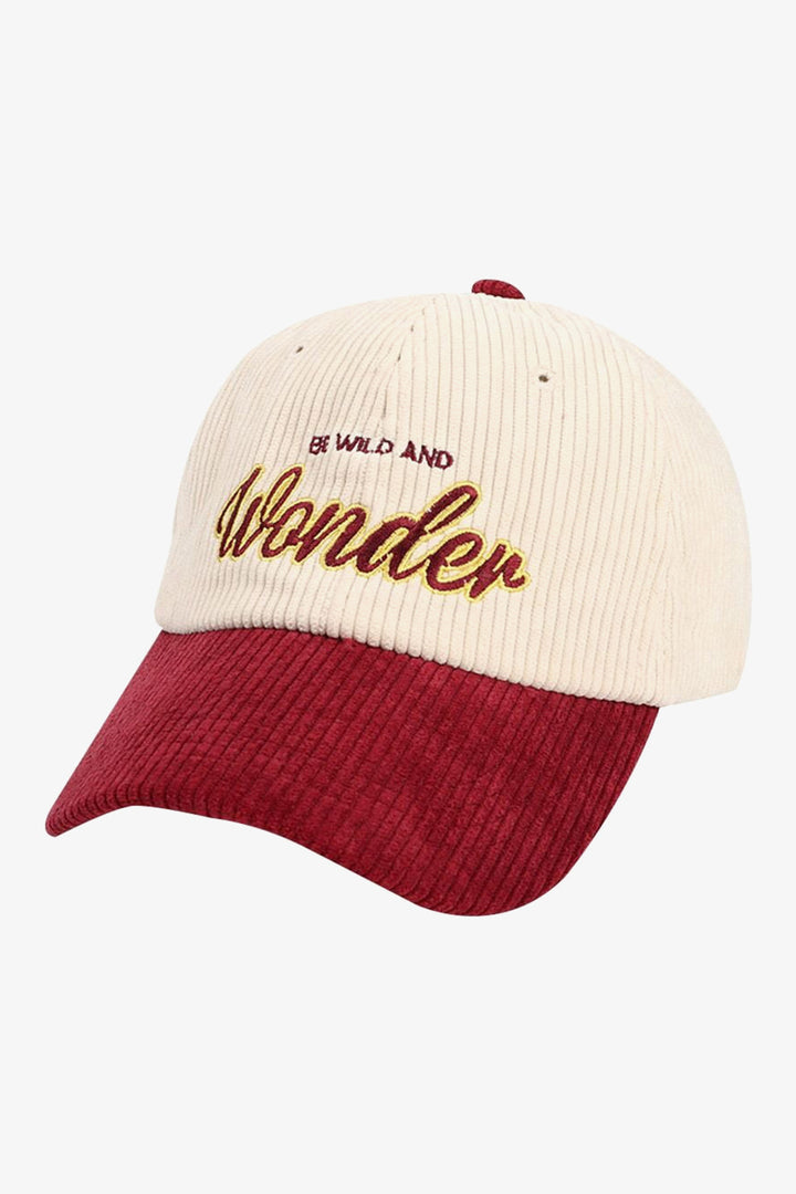 Burgundy Wonder Embroidered Corduroy Cap - S24 - MCP138R