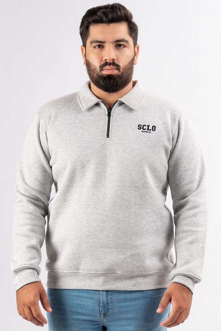 Heather Grey Quarter Zip Sweatshirt (Plus Size) - S24 - MSW096P