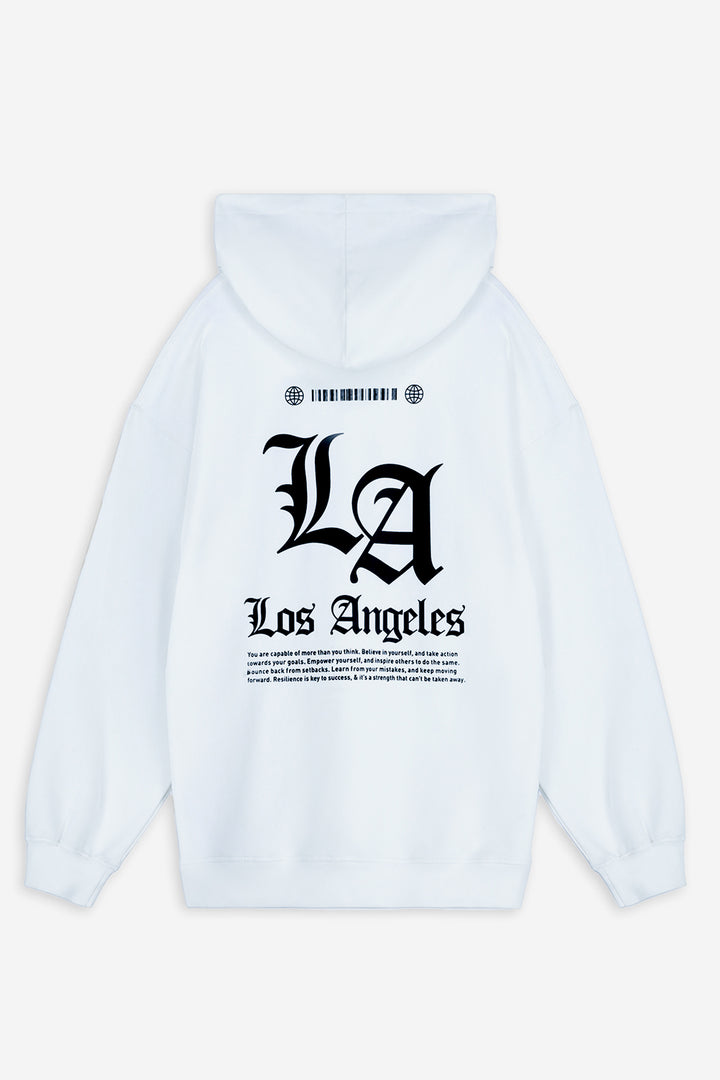 White LA Loose Fit Graphic Hoodie - S24 - MH0096R