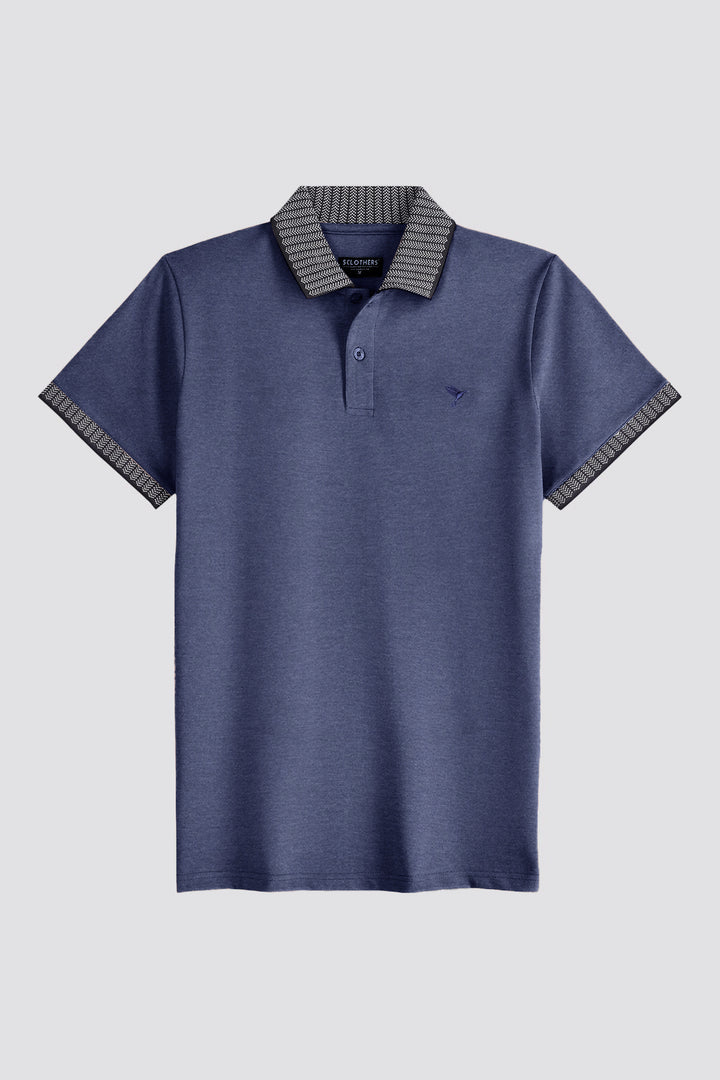 Blue Jacquard Collar Polo Shirt - S24 - MP0273R