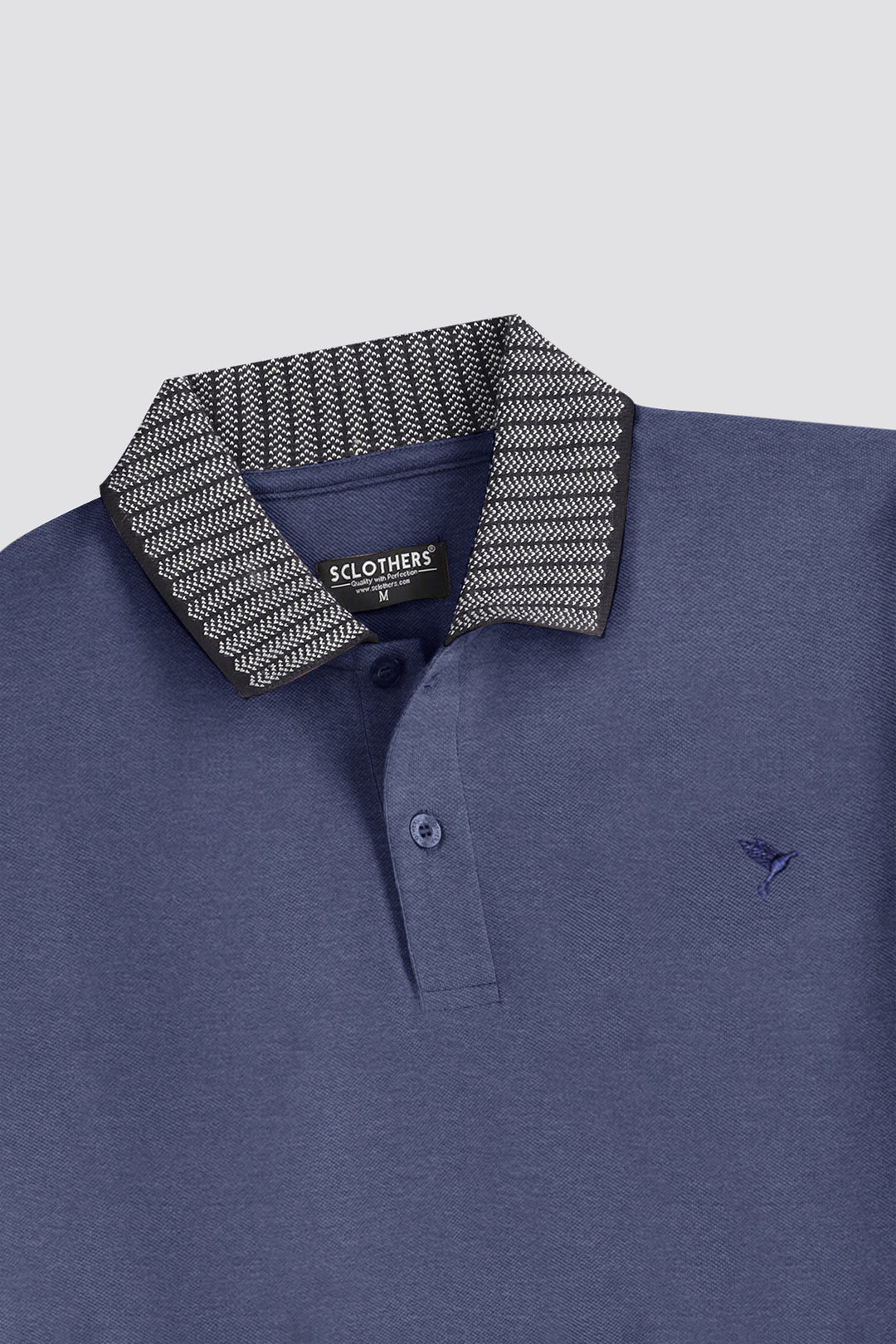 Blue Jacquard Collar Polo Shirt - S24 - MP0273R