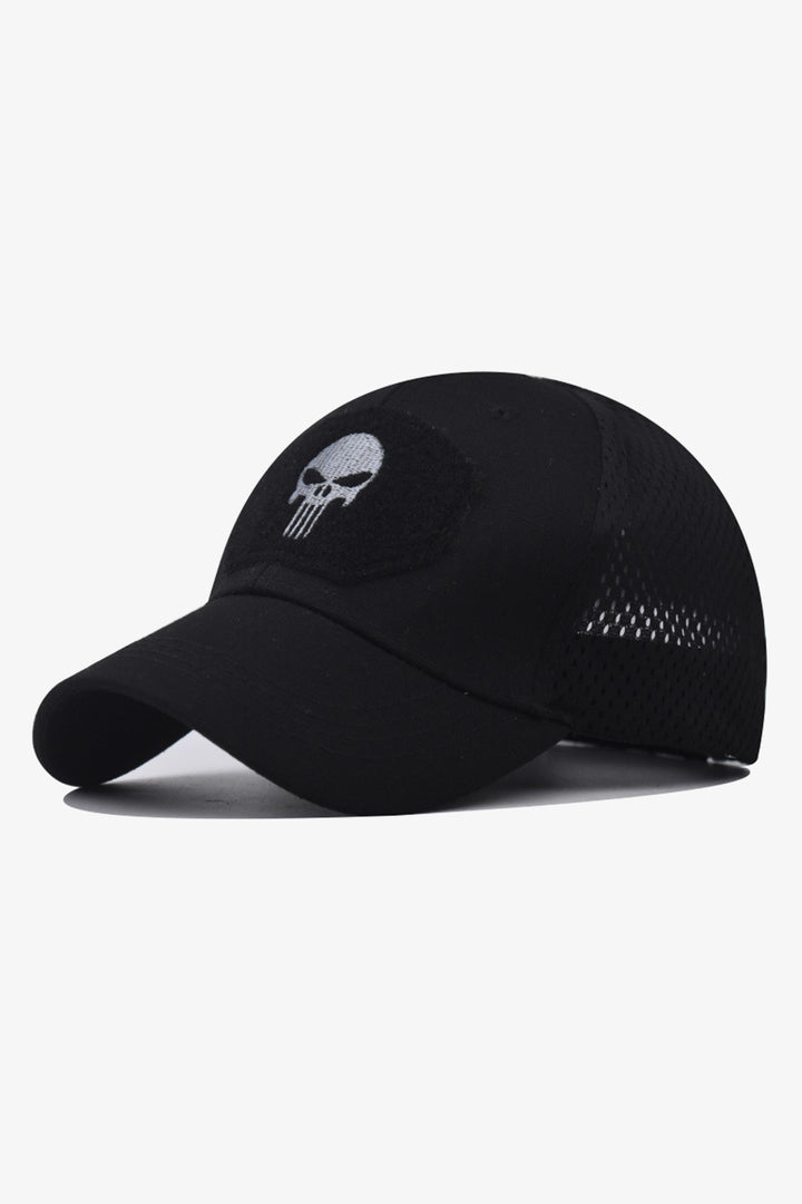 Black Punisher Skull Embroidered Mesh Cap - S24 - MCP141R