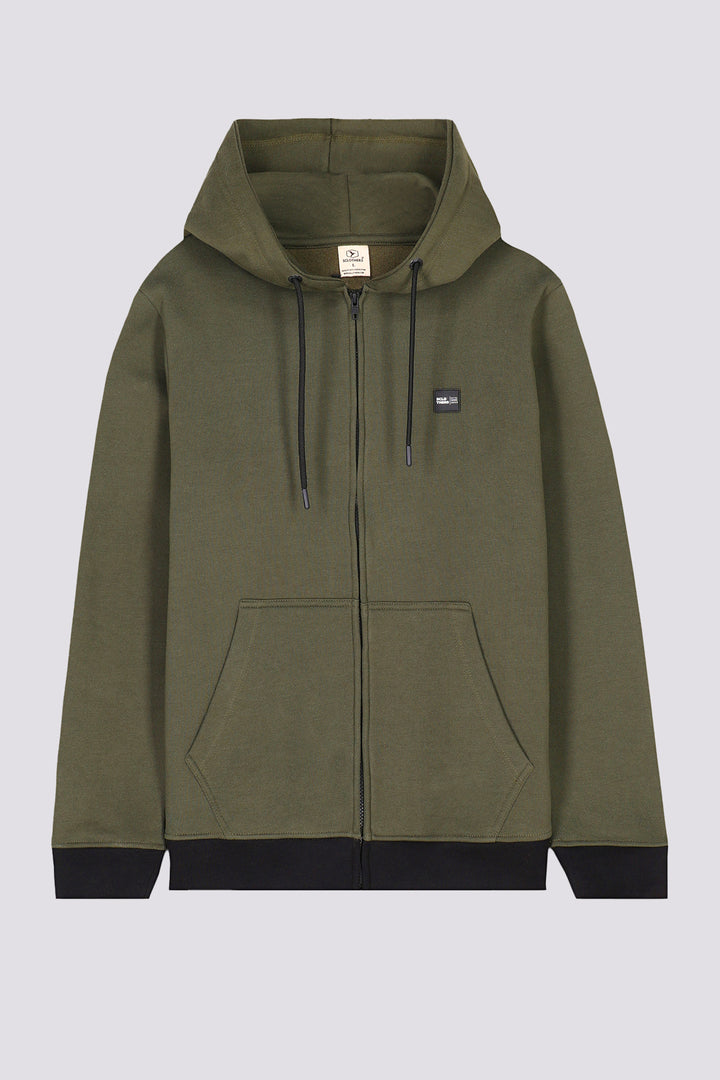 Army Green Fleece Zipper Hoodie (Plus Size) - W23 - MH0072P