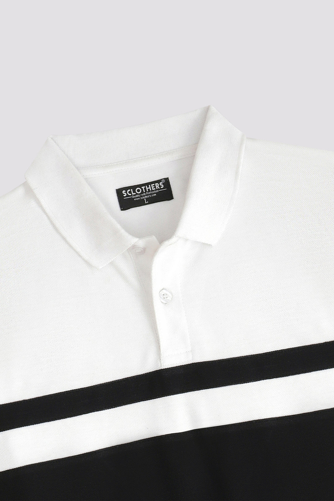 Black & White Color Block Polo Shirt - A24 - MP0262R