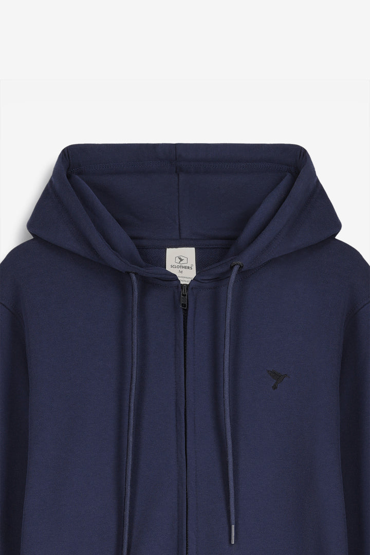 Navy Embroidered Zipper Hoodie - S24 - MH0093R