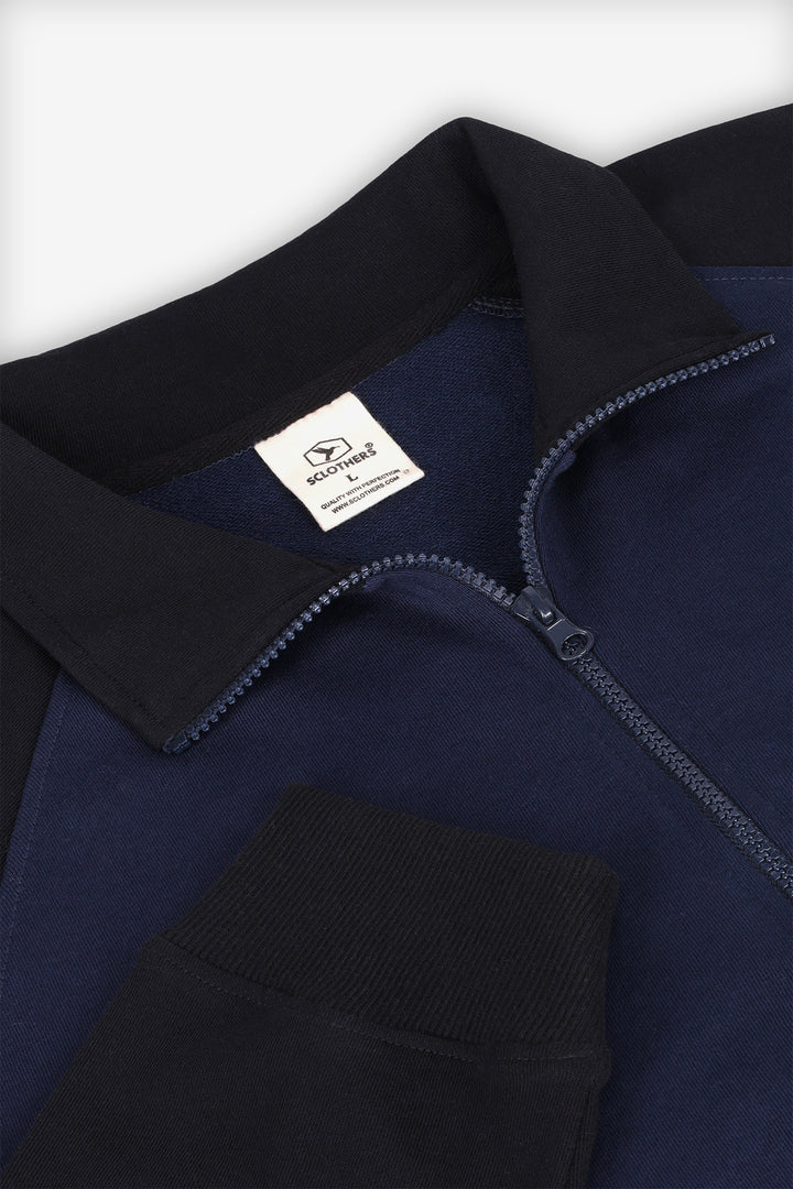 Blue & Black Raglan Zipper Jacket - S24 - MJ0023R