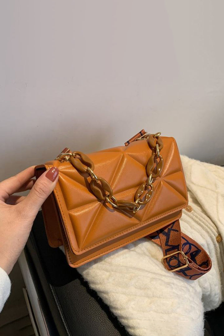 Brown Square Leather Bag - A23 - WHB0049