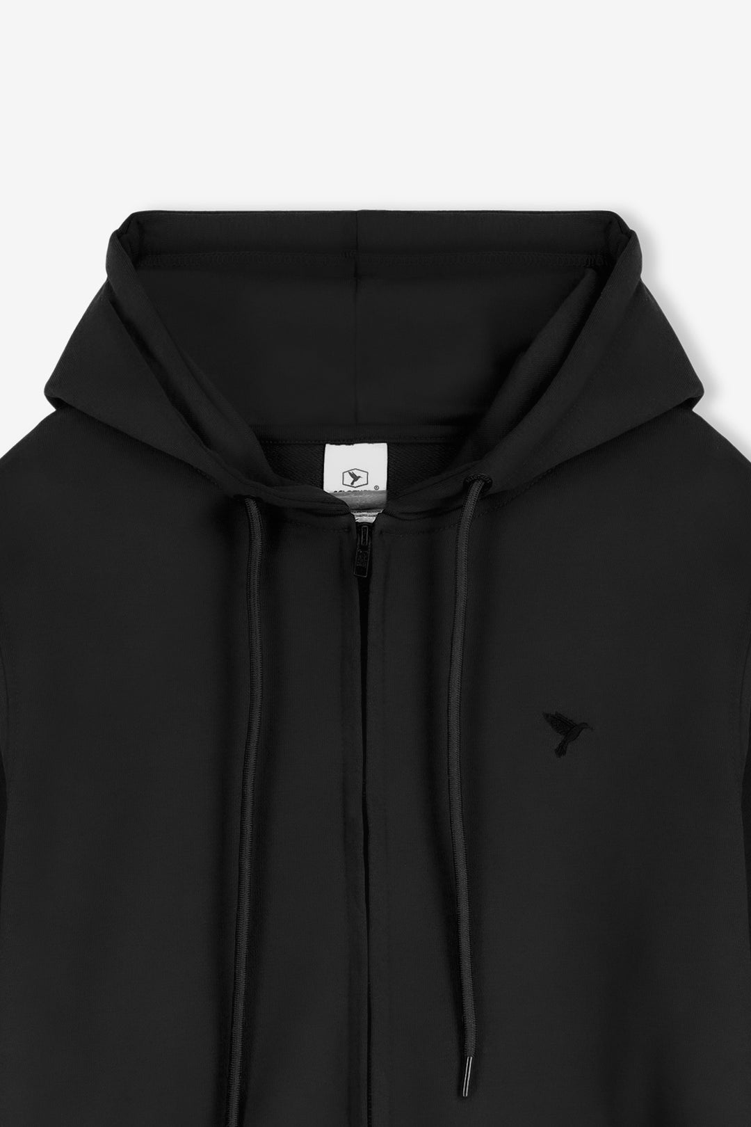 Black Embroidered Zipper Hoodie - S24 - MH0076R