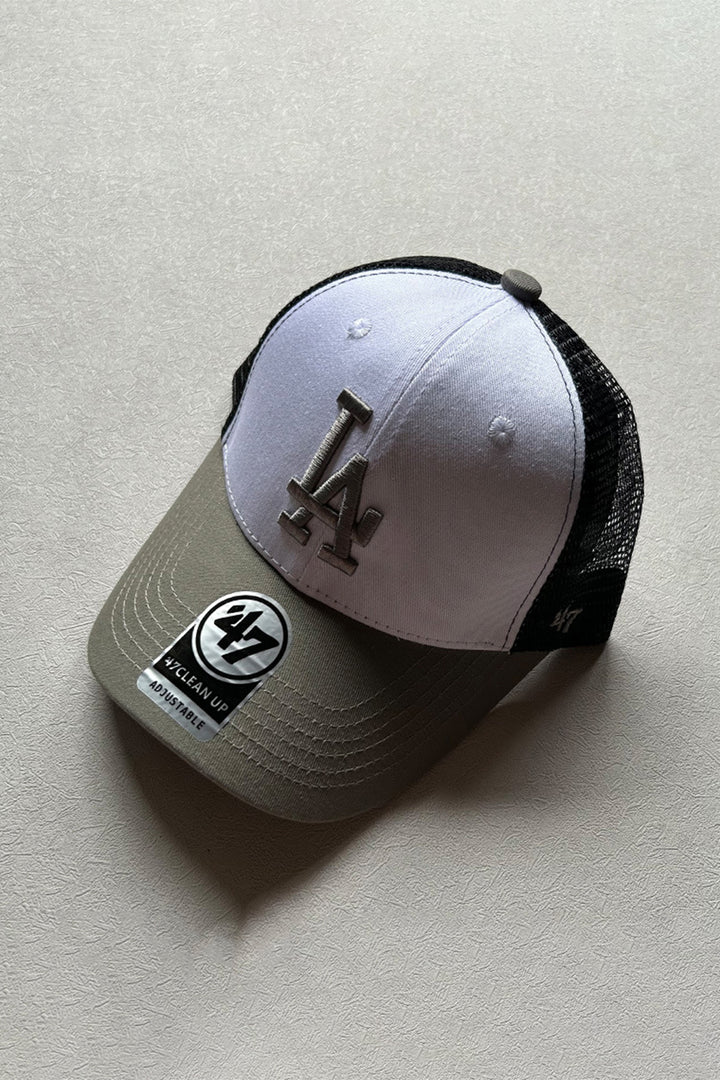 Grey & White LA Embroidered Mesh Cap - S24 - MCP144R