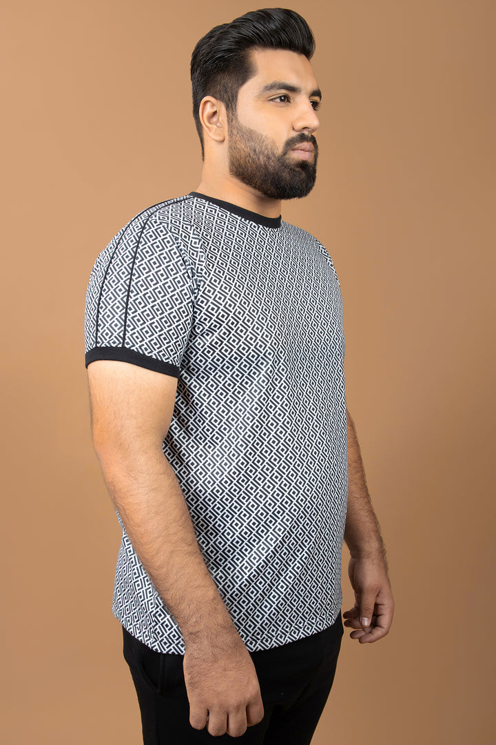 Grey Skin Spiral Printed T-Shirt (Plus size) - S24 - MT0343P