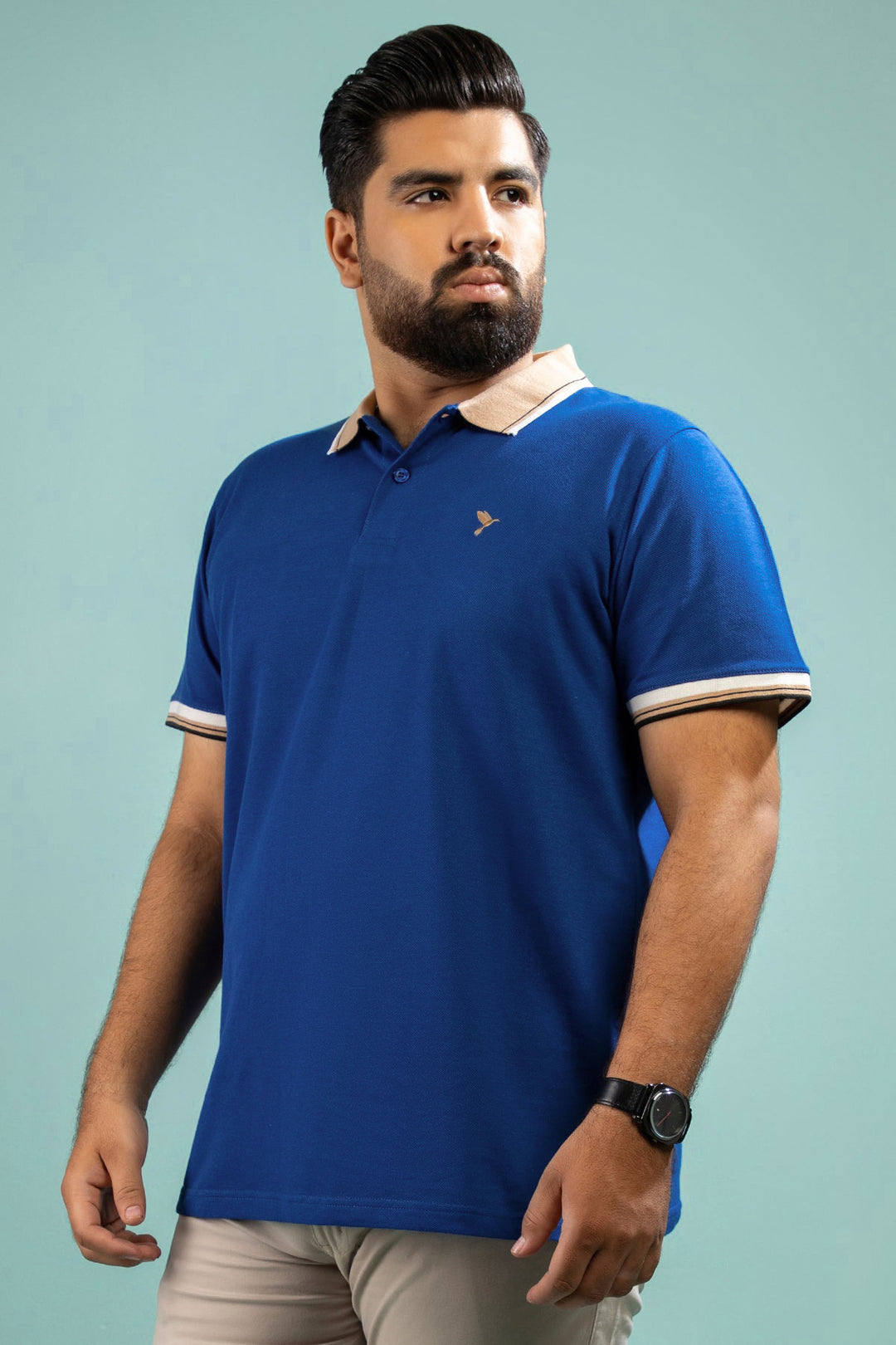 Dark Blue Yarn Dyed Polo Shirt (Plus size) - A24 - MP0265P