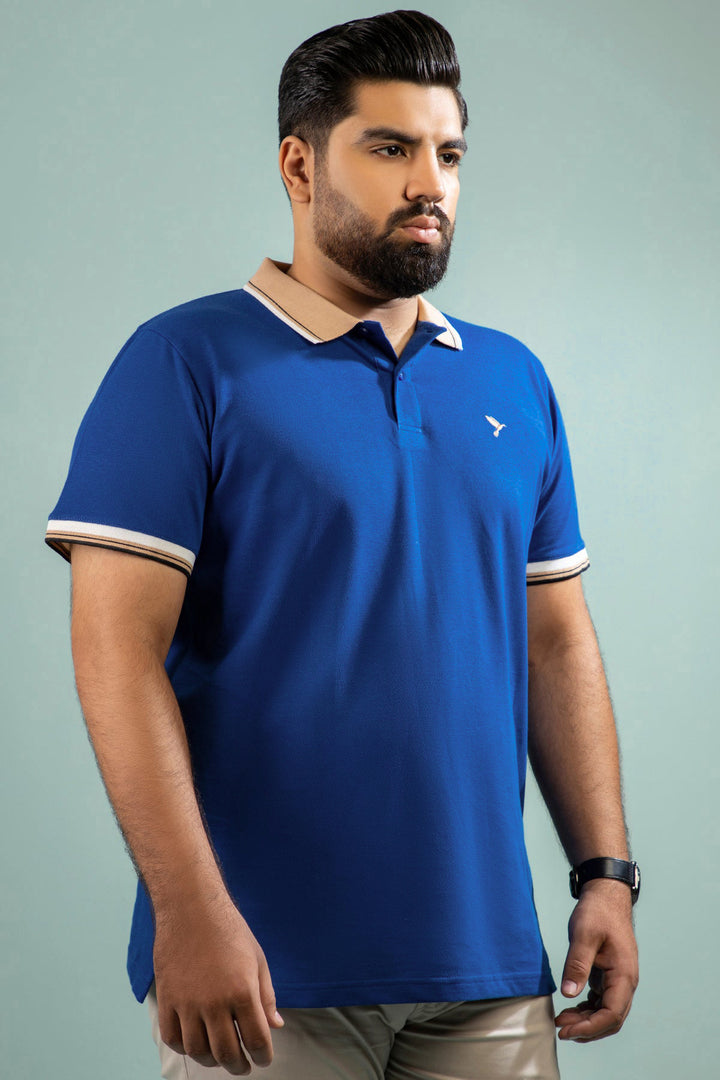 Dark Blue Yarn Dyed Polo Shirt (Plus size) - A24 - MP0265P