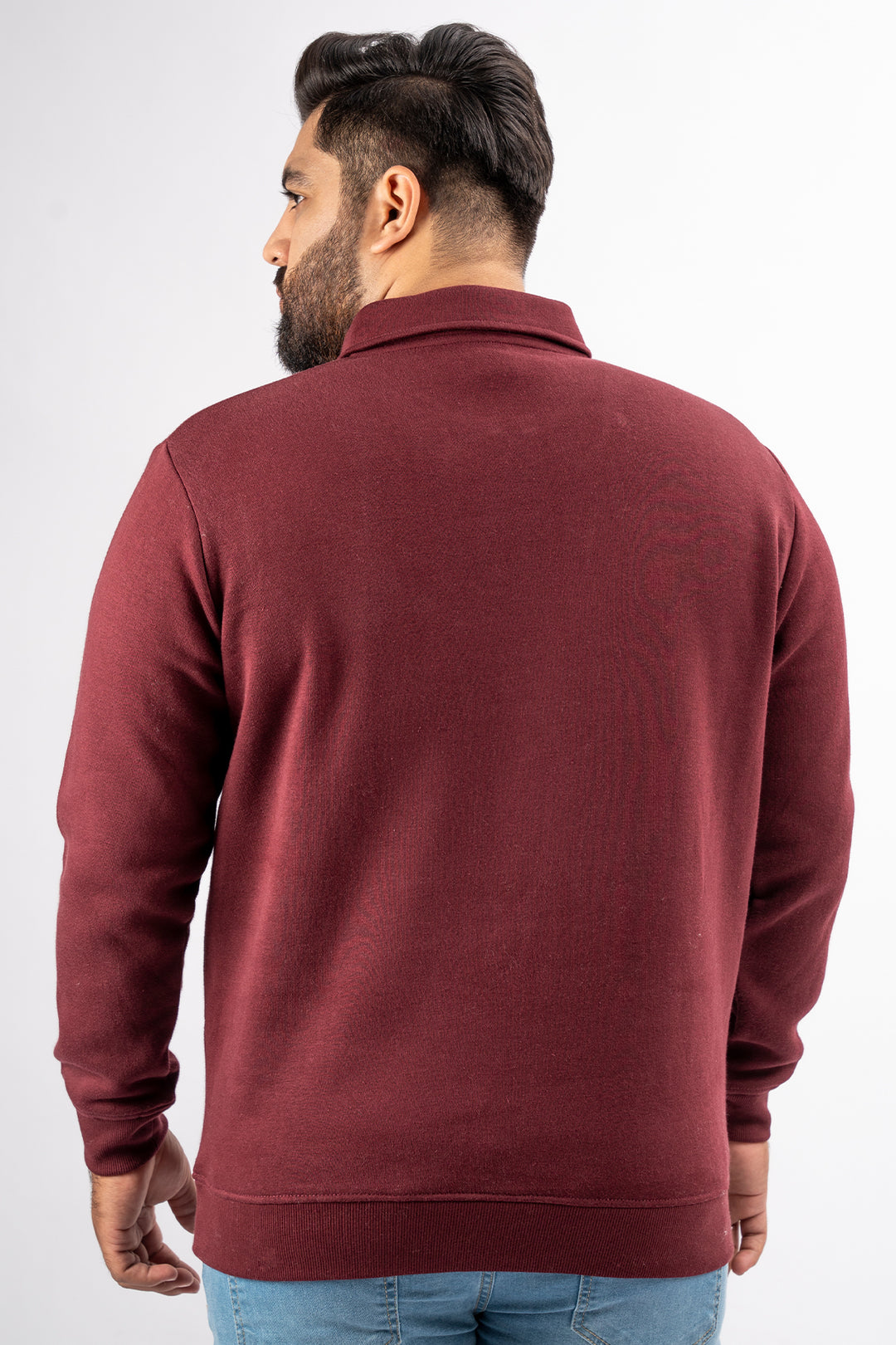 Burgundy Quarter Zip Sweatshirt (Plus Size) - S24 - MSW097P