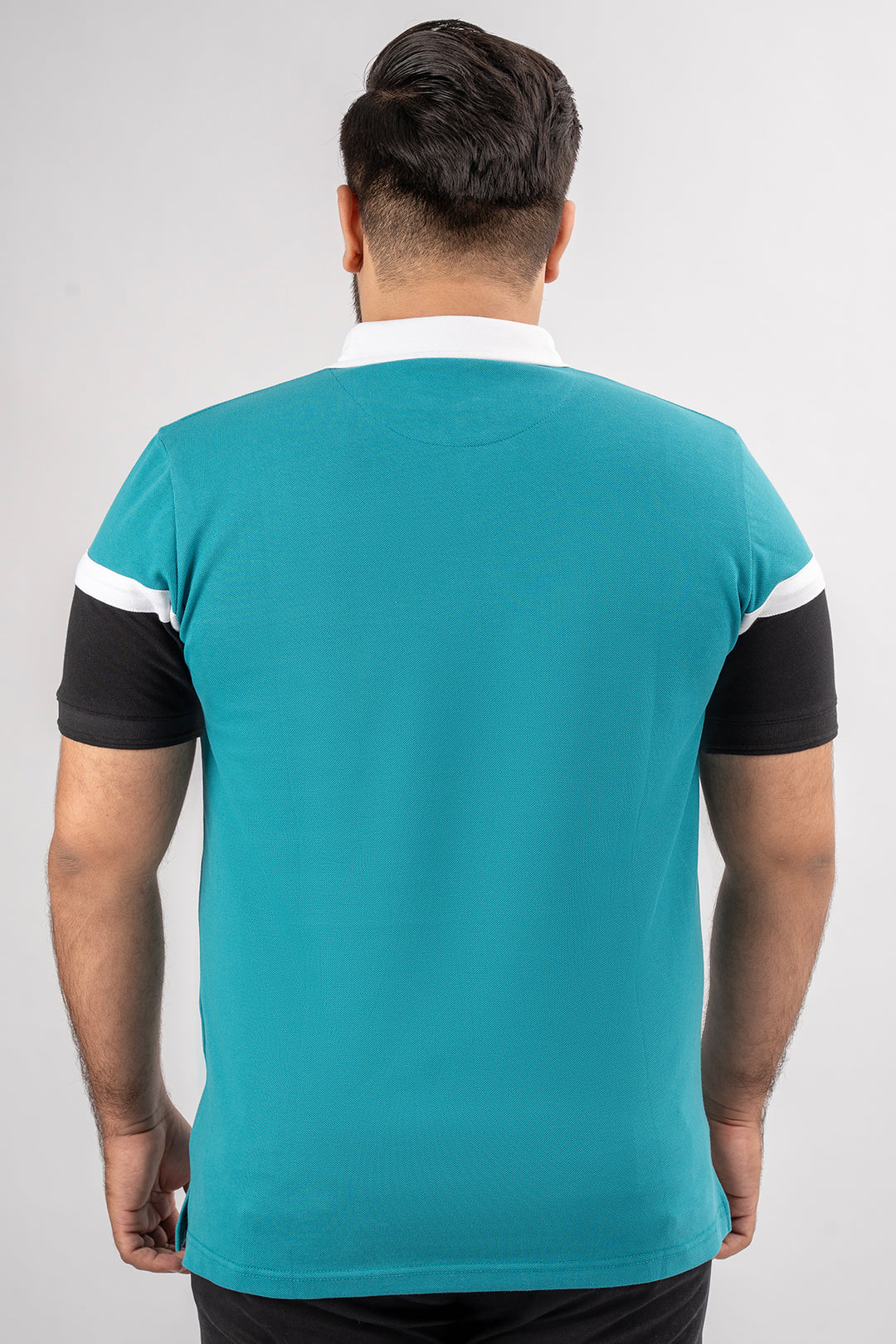 Teal Rugby Collar Cut & Sew Polo Shirt  (Plus Size) - S24 - MP0275P