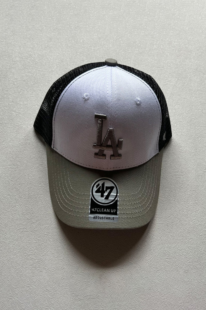 Grey & White LA Embroidered Mesh Cap - S24 - MCP144R