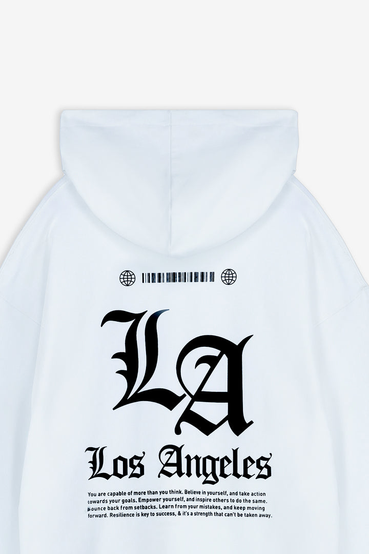 White LA Loose Fit Graphic Hoodie - S24 - MH0096R