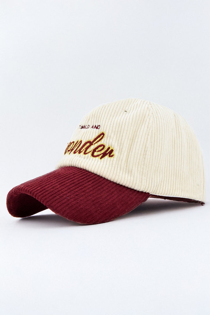 Burgundy Wonder Embroidered Corduroy Cap - S24 - MCP138R