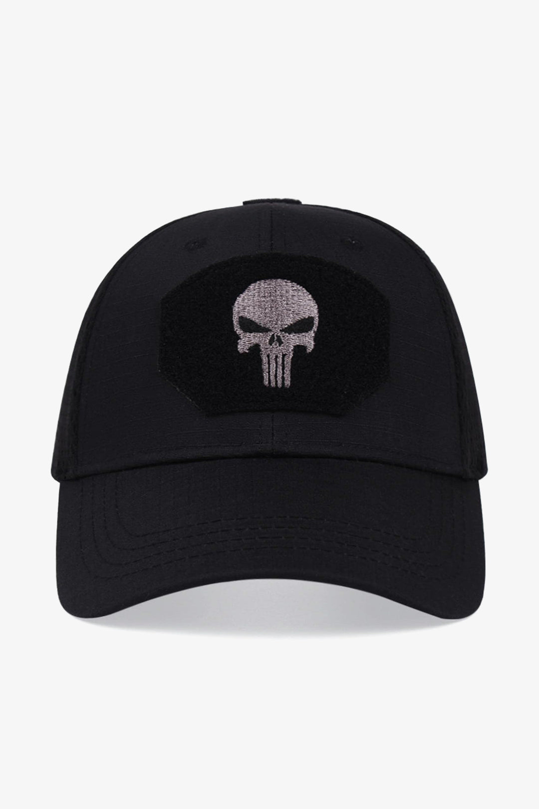 Black Punisher Skull Embroidered Mesh Cap - S24 - MCP141R