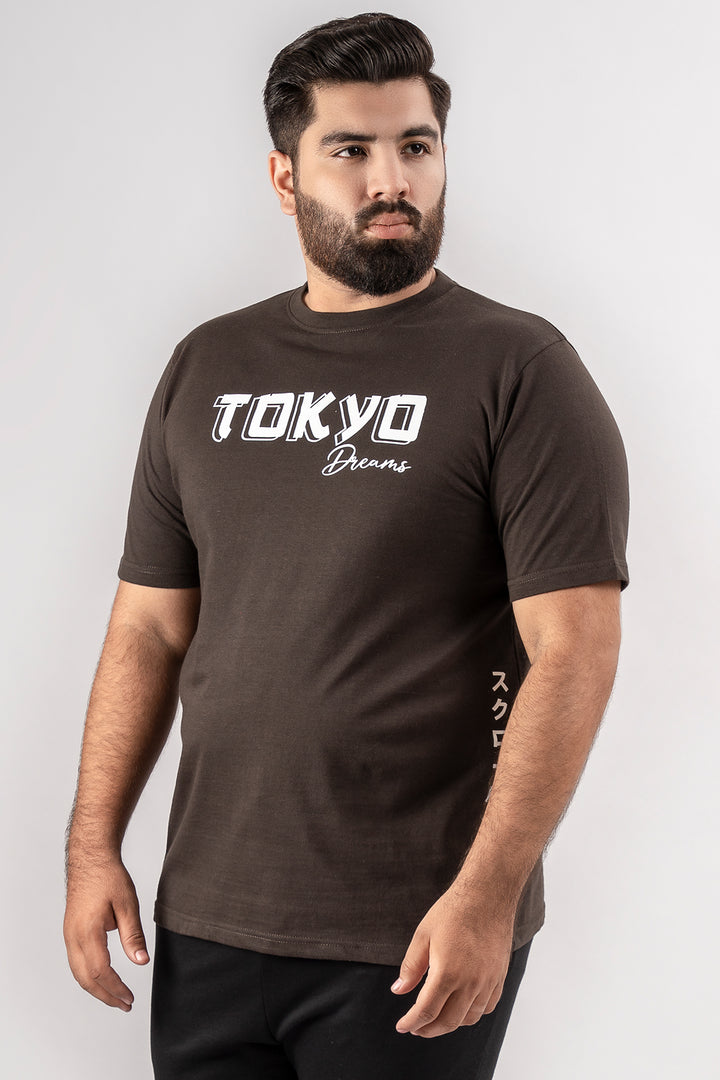 Black Loose Fit Tokyo Graphic T-Shirt (Plus Size) - S24 - MT0344P