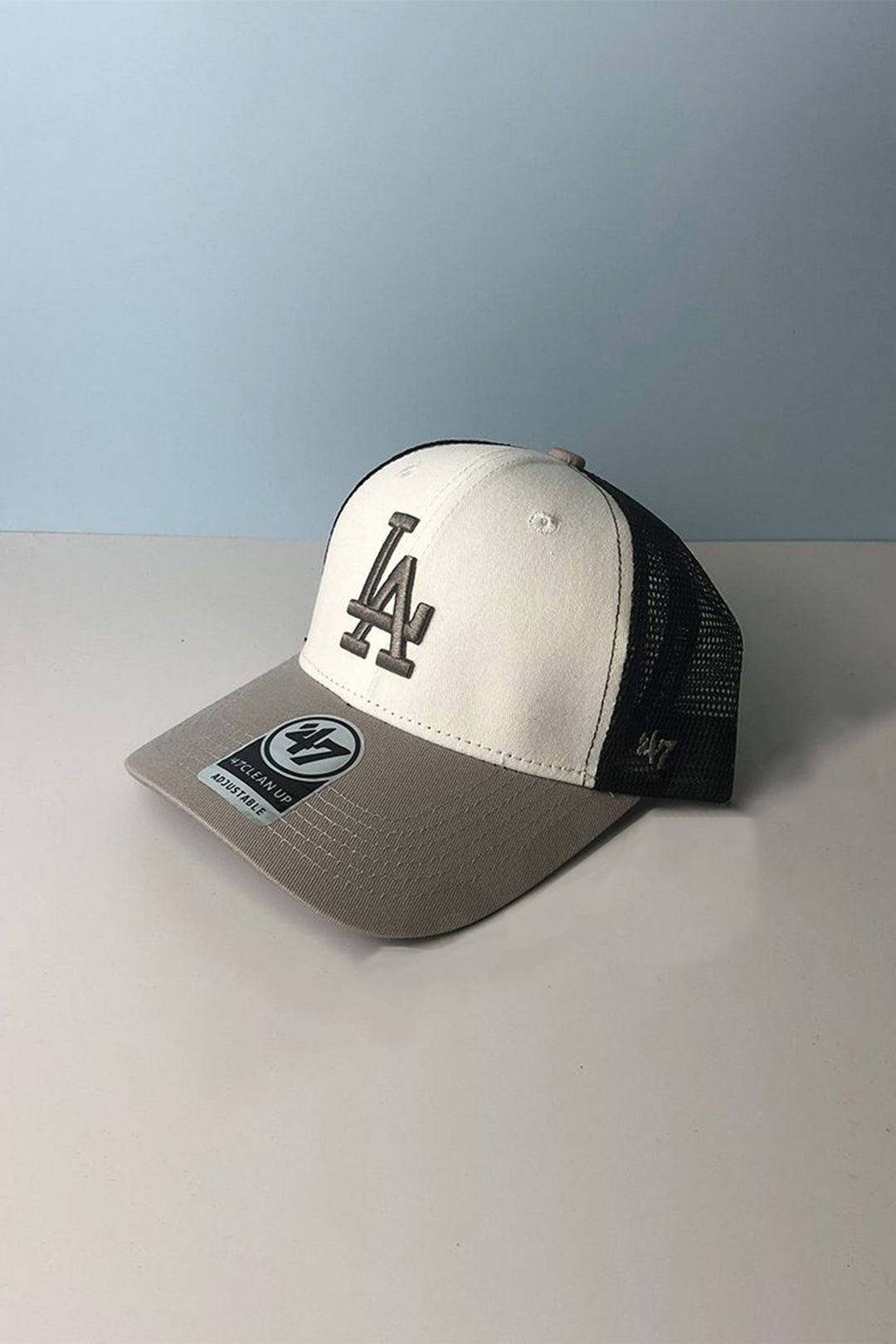 Grey & White LA Embroidered Mesh Cap - S24 - MCP144R