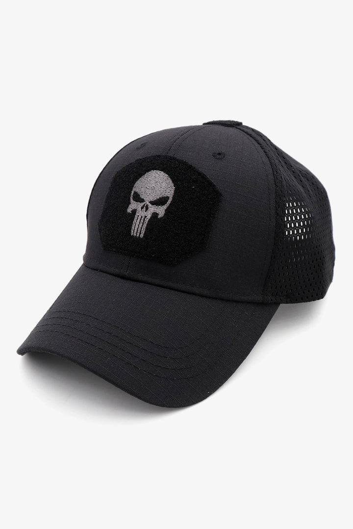 Black Punisher Skull Embroidered Mesh Cap - S24 - MCP141R