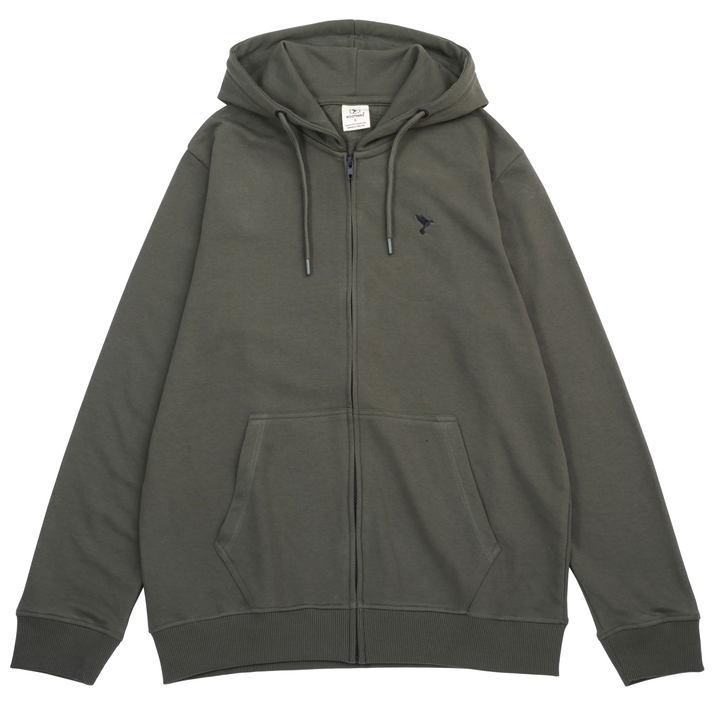 Army Green Embroidered Zipper Hoodie (Plus Size) - S24 - MH0094P