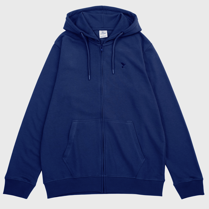 Navy Blue Embroidered Zipper Hoodie (Plus Size) - S24 - MH0093P