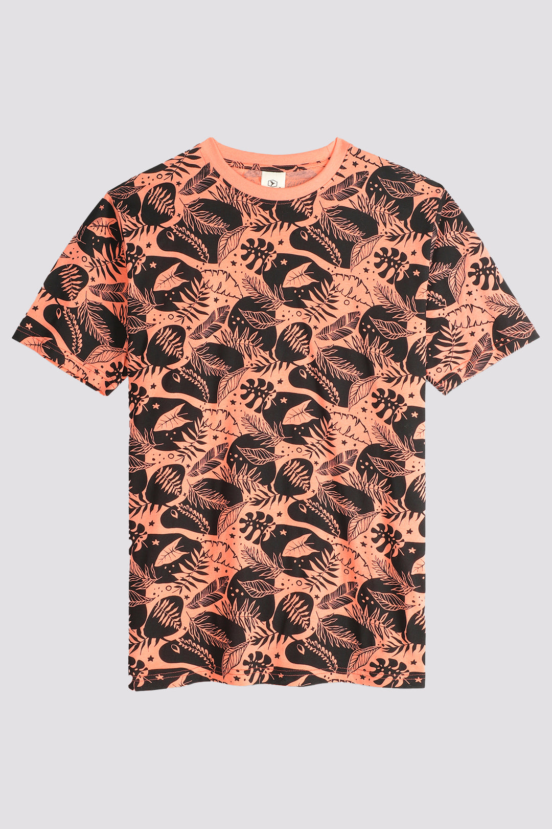 Tropical Printed Orange T-Shirt (Plus size) - S24 - MT0346P