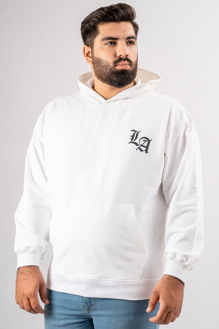 White LA Loose Fit Graphic Hoodie (Plus Size) - S24 - MH0096P