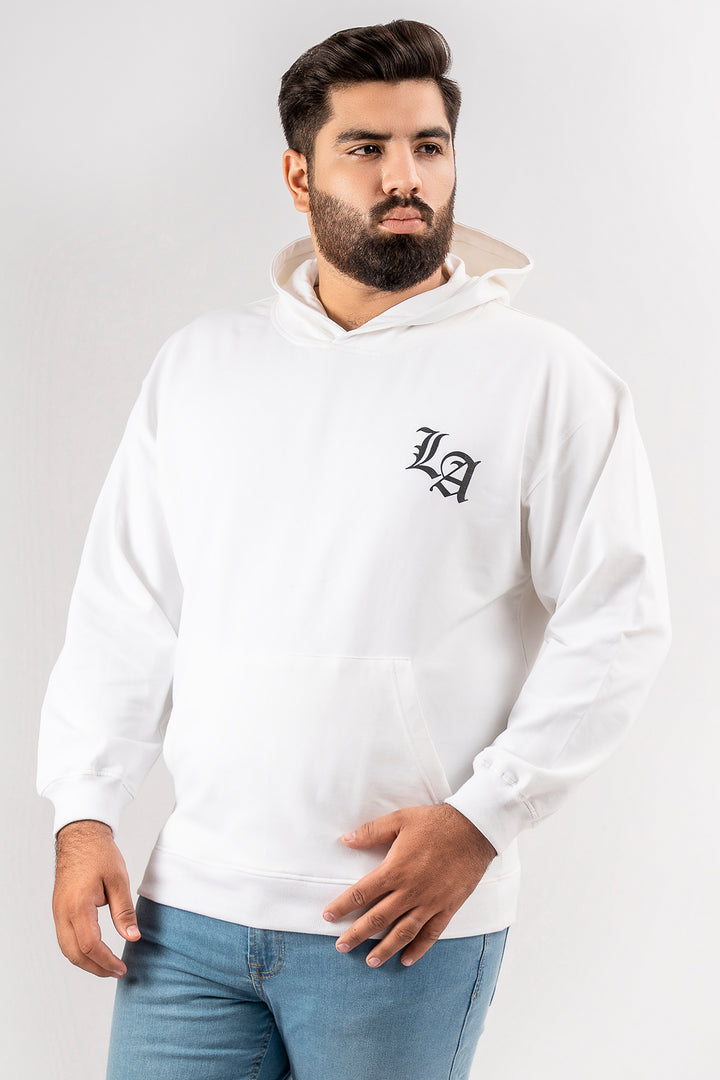 White LA Loose Fit Graphic Hoodie (Plus Size) - S24 - MH0096P