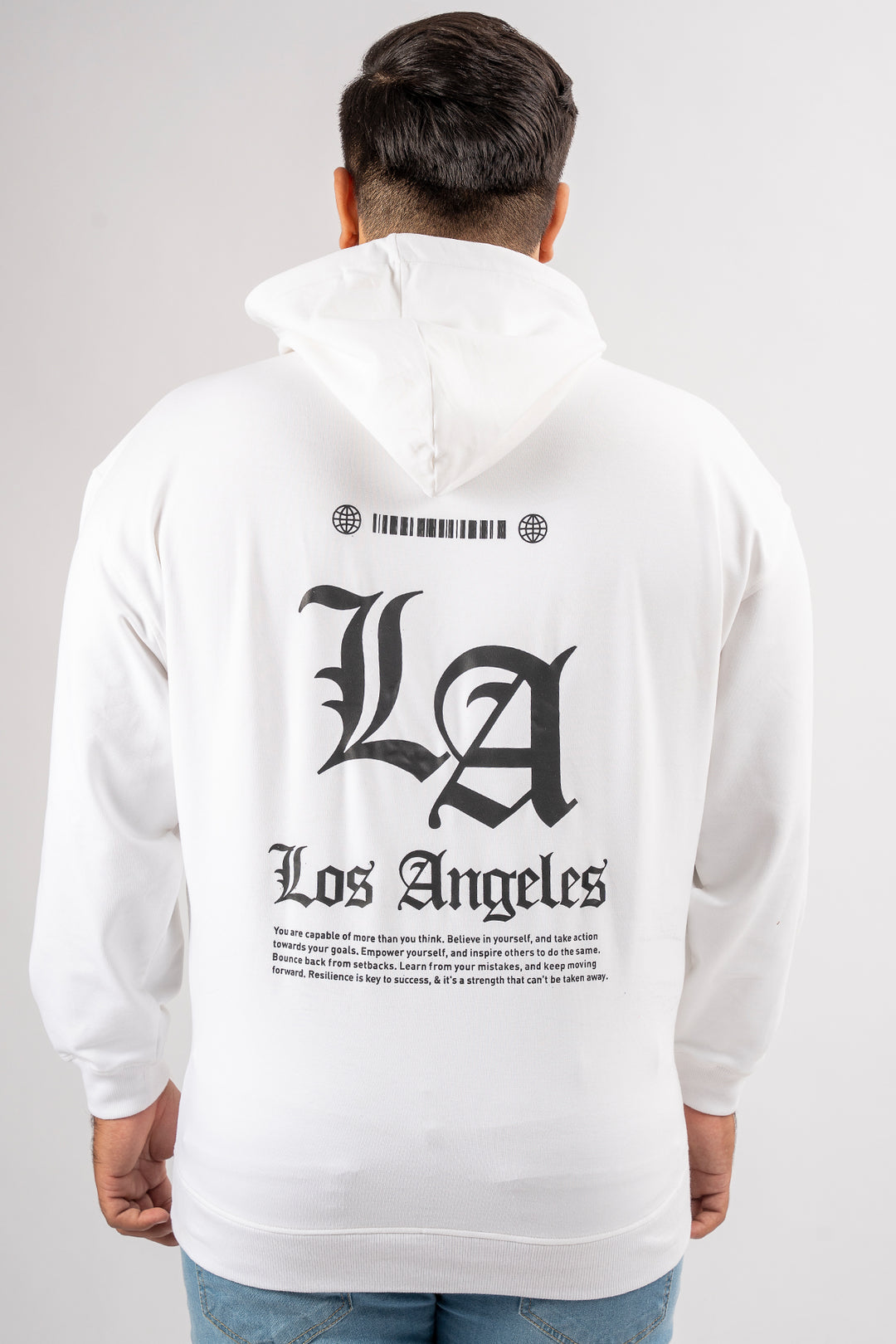 White LA Loose Fit Graphic Hoodie (Plus Size) - S24 - MH0096P