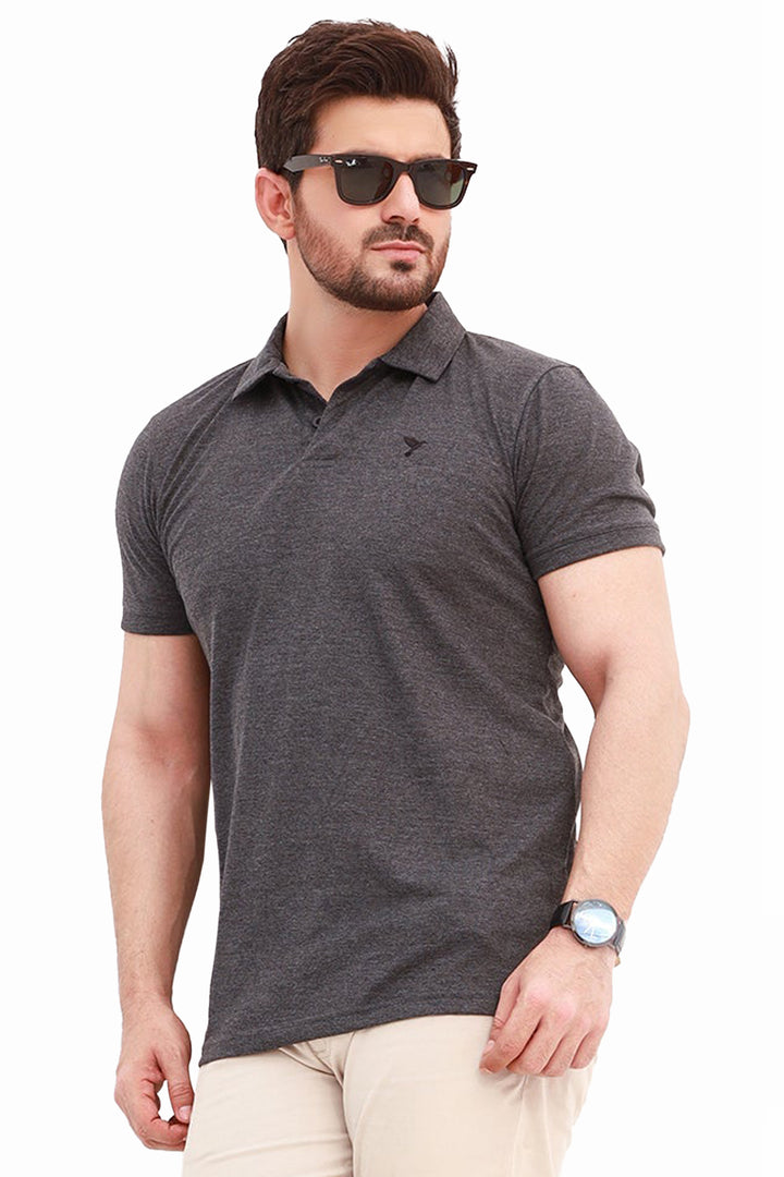 Charcoal Gray Embroidered Polo Shirt - A23 - MP0198R