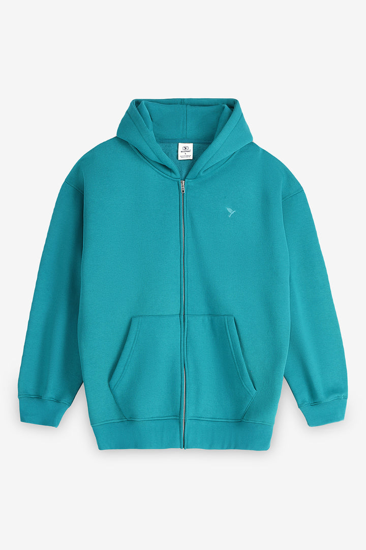 Teal Relaxed Fit Zip Through hoodie (Plus Size) - S24 - UH0018P