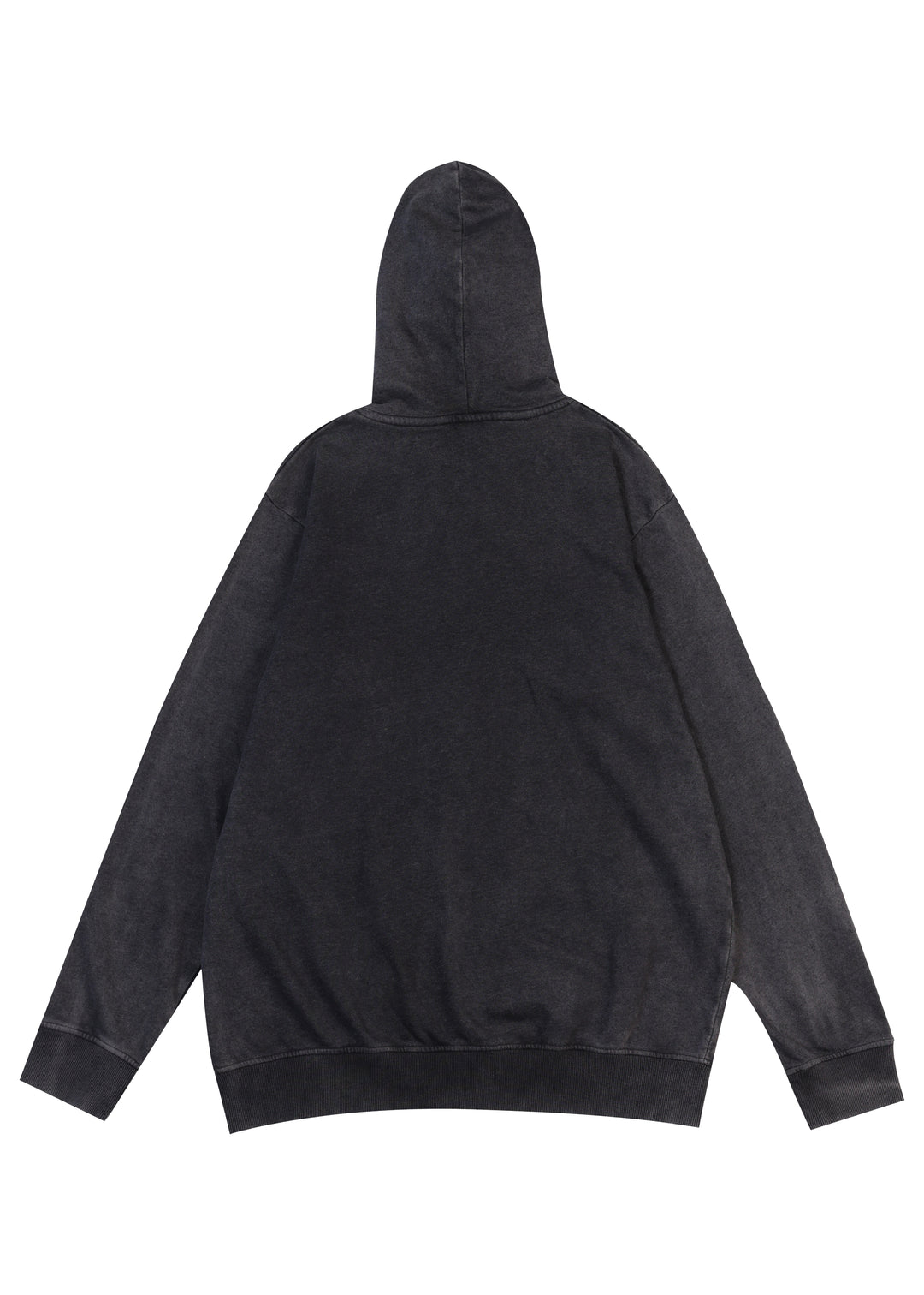 Black Acid Wash Zip Through Hoodie - S24 - MH0082R