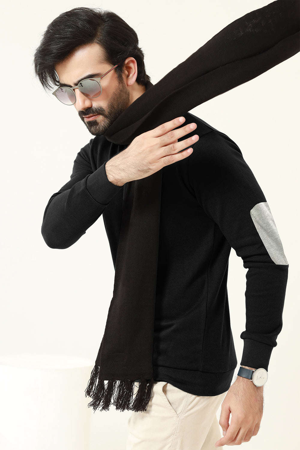 Black Resolute Embroidered Sweatshirt Online in Pakistan