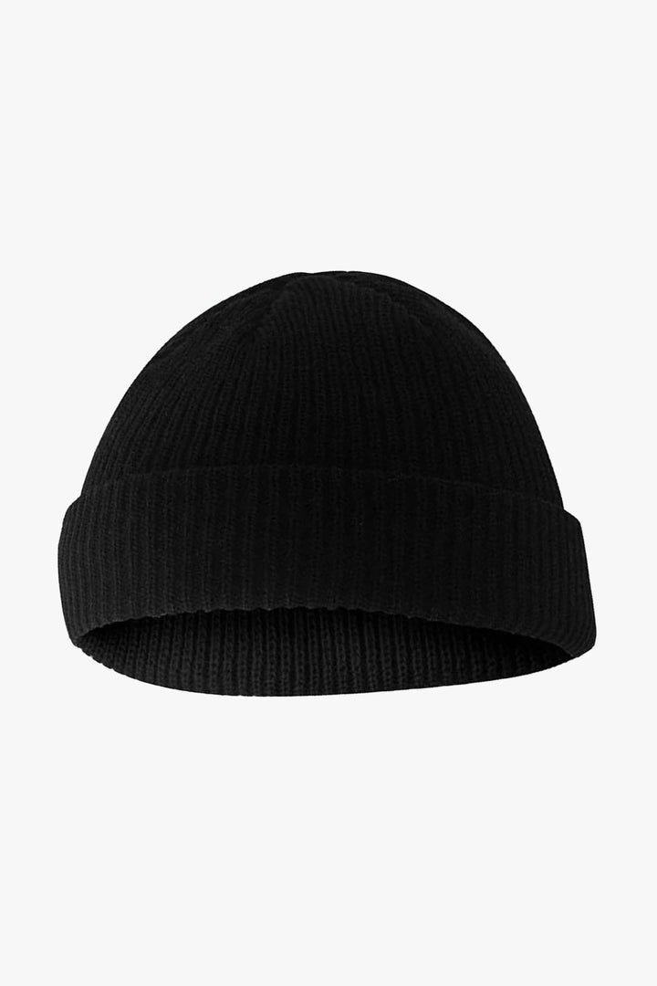 Black Ribbed Knitted Beanie - W22 - UBH0006