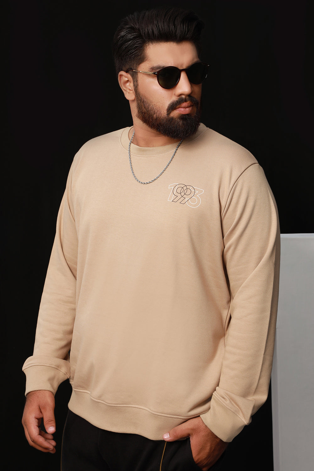 Taupe 1993 Back Printed Sweatshirt Plus Size Online in Pakistan