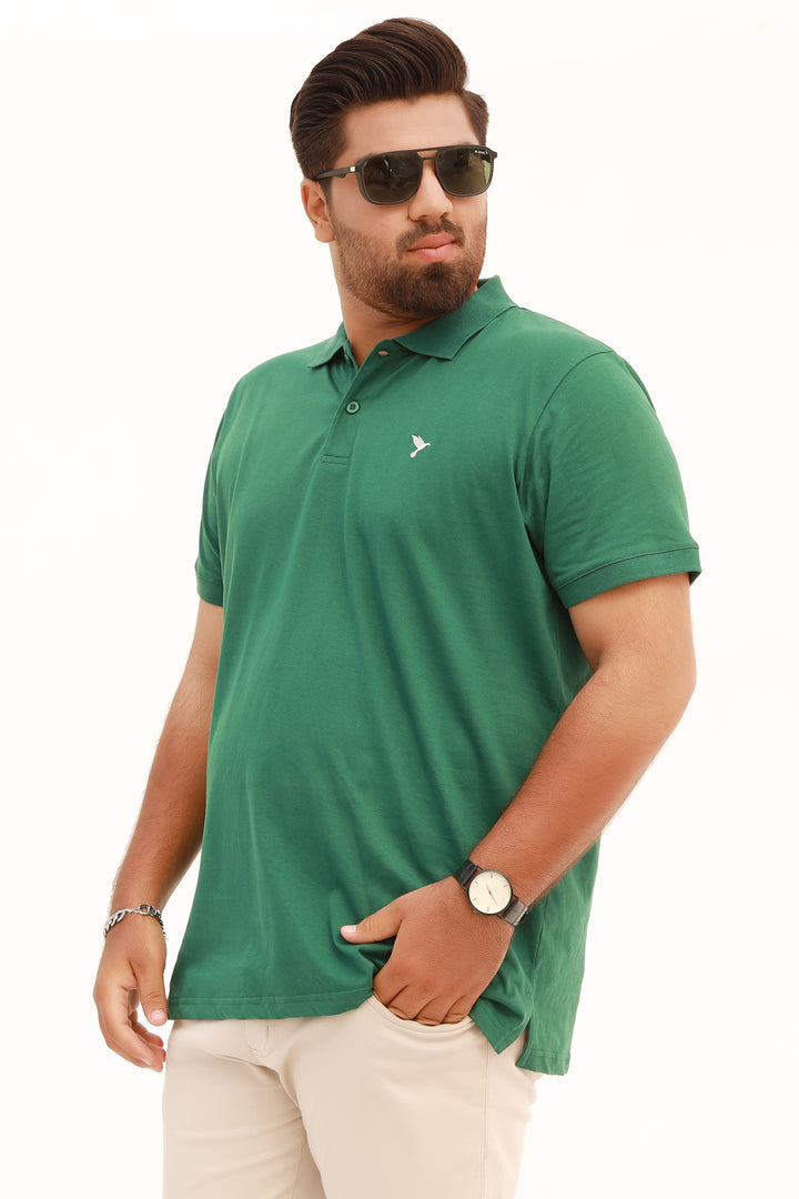 Pasture Green Embroidered Polo Shirt (Plus Size) - S22 - MP0111P
