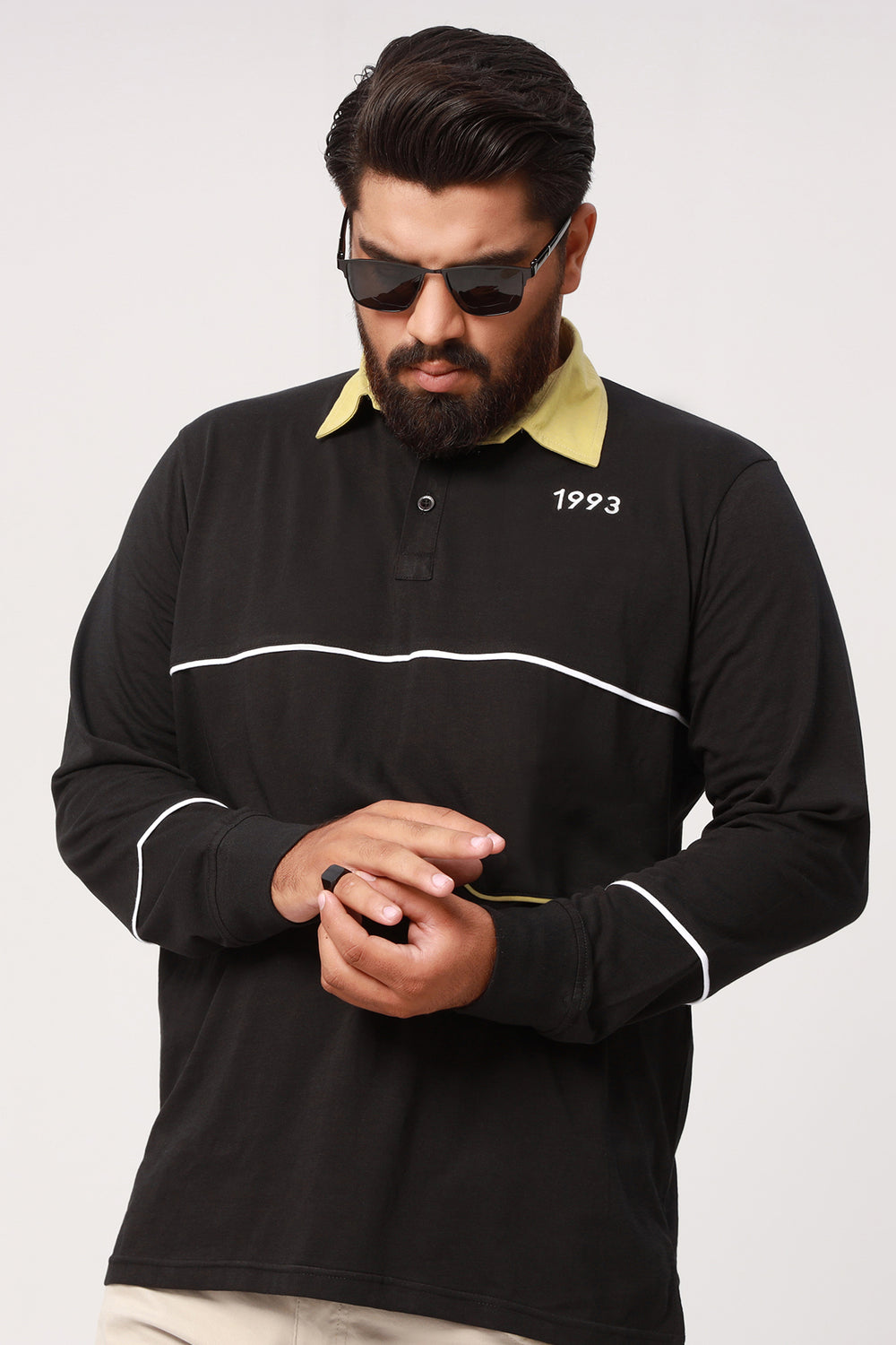 Black & Olive Rugby Polo Shirt 