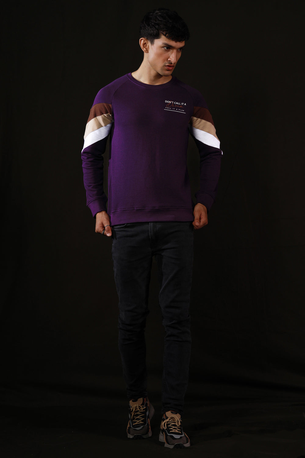 Purple Cordial Paneled Sweatshirt 